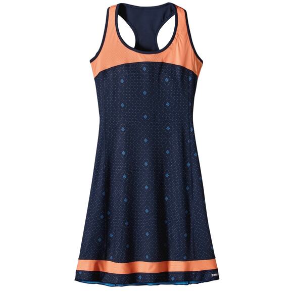 Patagonia All Weather Activewear Swing Tennis Dress Blue Orange Medium - Picture 1 of 4